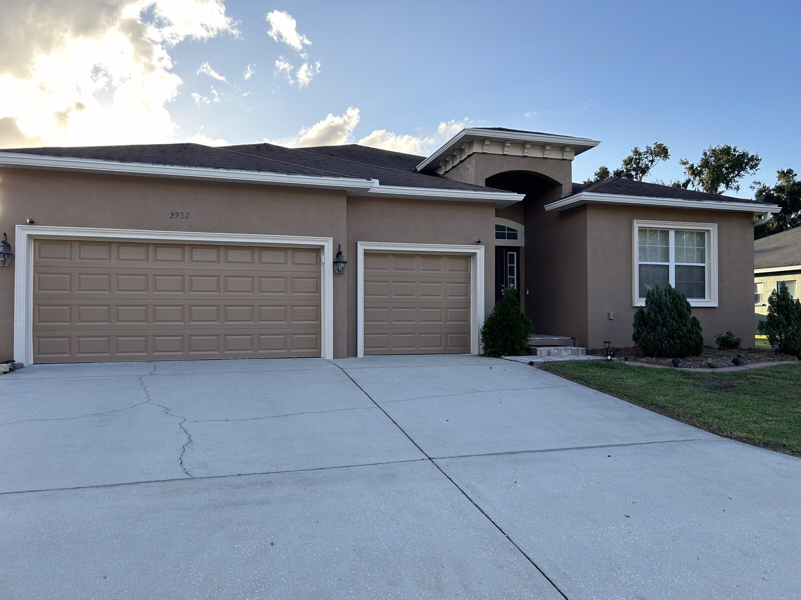 Single-story home exterior with fresh paint